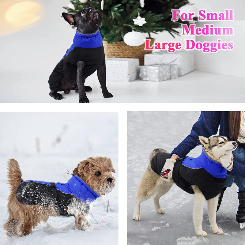 Extra Warm Dog Coat Reflective Adjustable Dog Jacket-Paw Print Pad