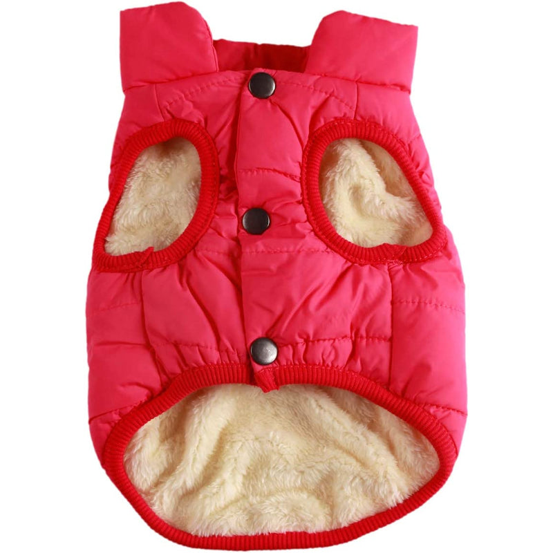 2 Layers Fleece Lined Warm Dog Jacket For Puppy Winter Cold Weather,Soft Windproof Small Dog Coat-Paw Print Pad