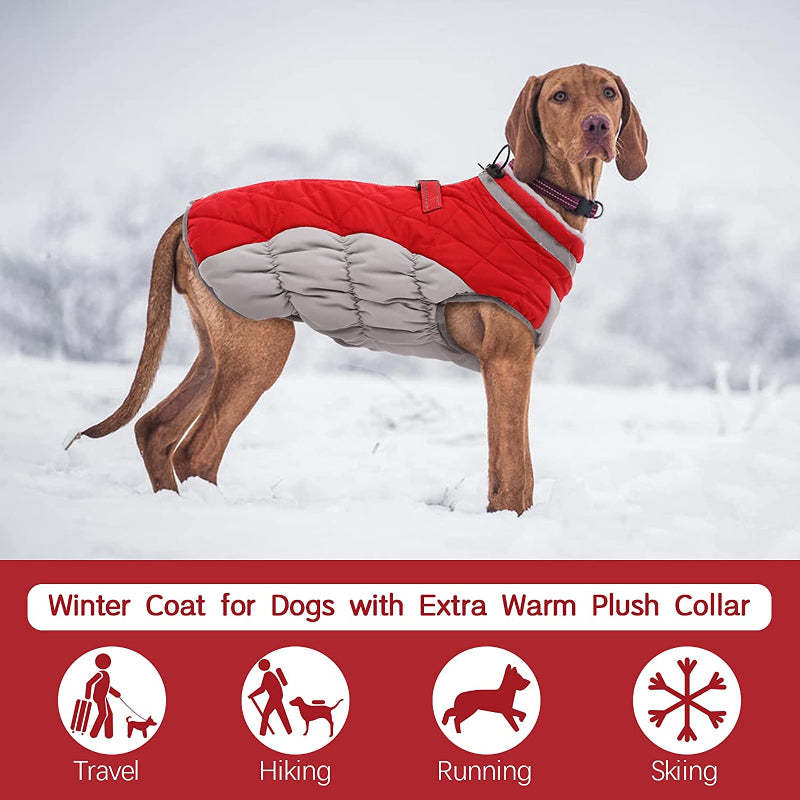 Padded Vest Jacket Dog Winter Coat Windproof Warm Winter Dog Jacket-Paw Print Pad