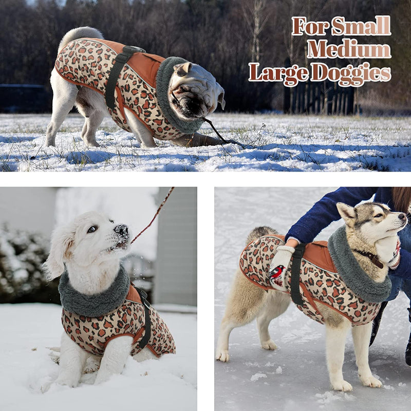 Extra Warm Dog Coat Reflective Adjustable Dog Jacket-Paw Print Pad