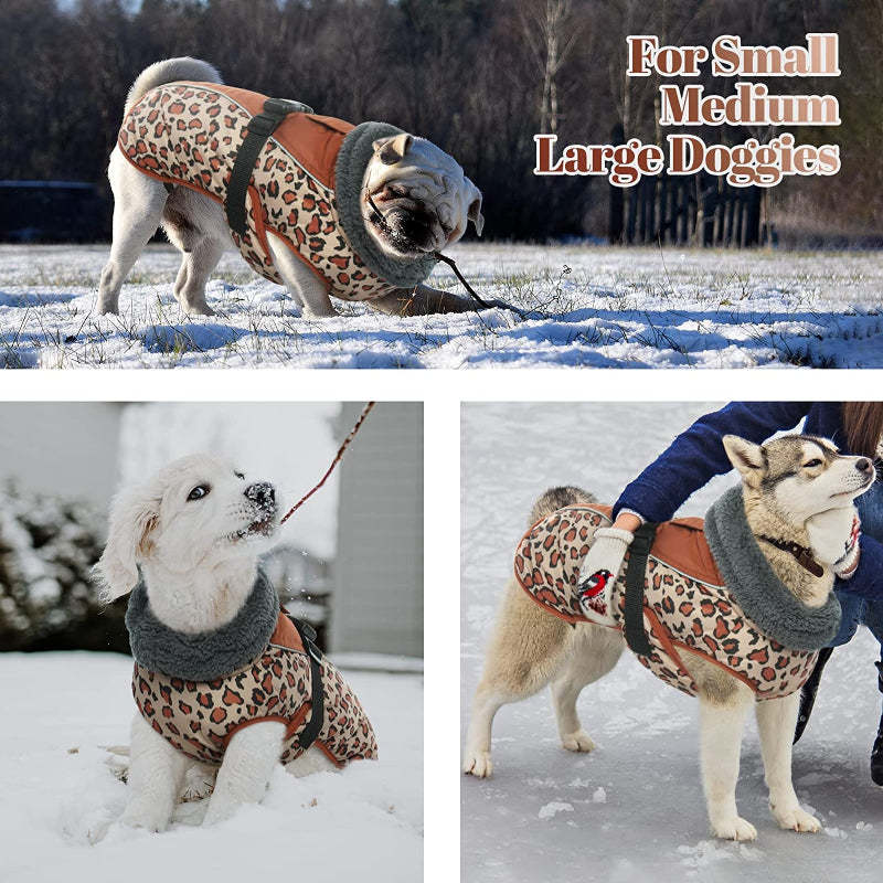 Extra Warm Dog Coat Reflective Adjustable Dog Jacket-Paw Print Pad