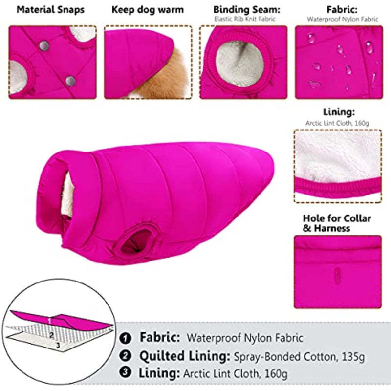 Windproof Dog Winter Coat Waterproof Dog Jacket Warm Dog-Paw Print Pad