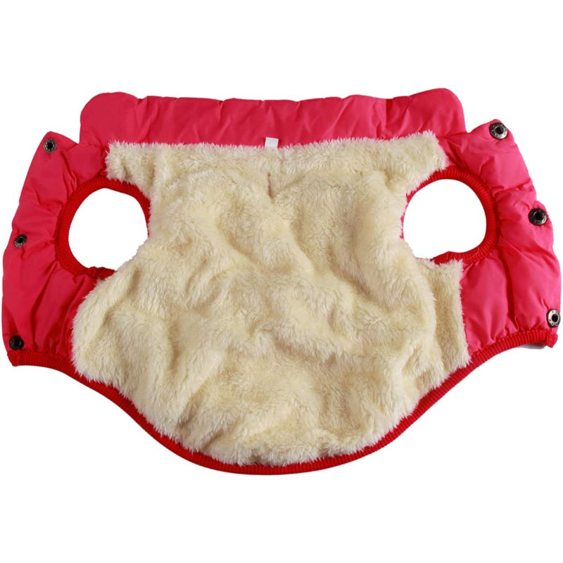 2 Layers Fleece Lined Warm Dog Jacket For Puppy Winter Cold Weather,Soft Windproof Small Dog Coat-Paw Print Pad