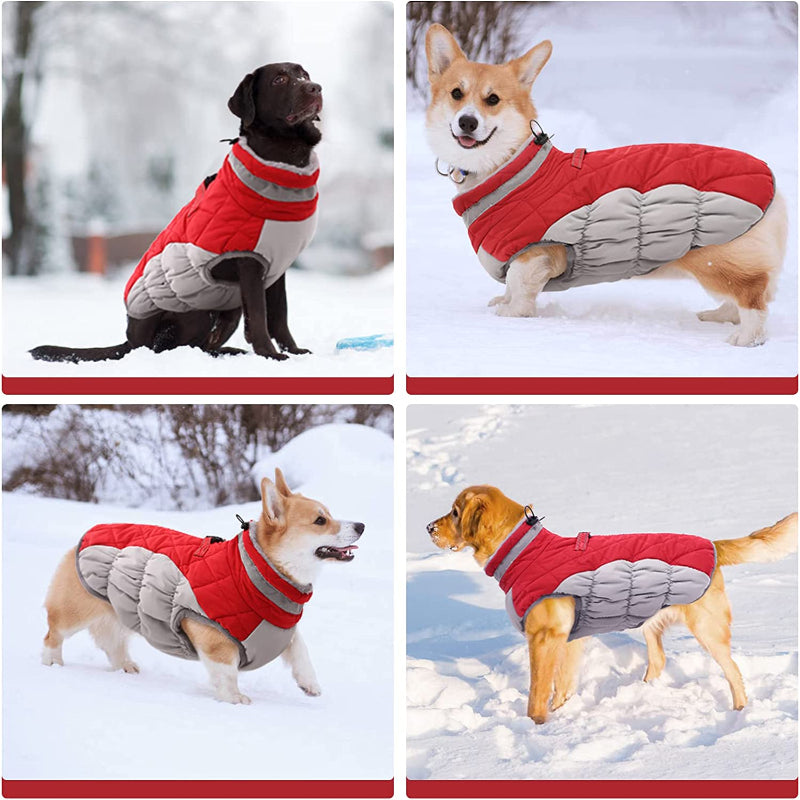 Padded Vest Jacket Dog Winter Coat Windproof Warm Winter Dog Jacket-Paw Print Pad
