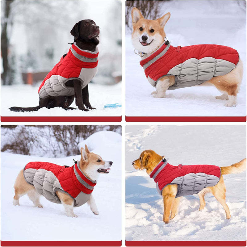 Padded Vest Jacket Dog Winter Coat Windproof Warm Winter Dog Jacket-Paw Print Pad