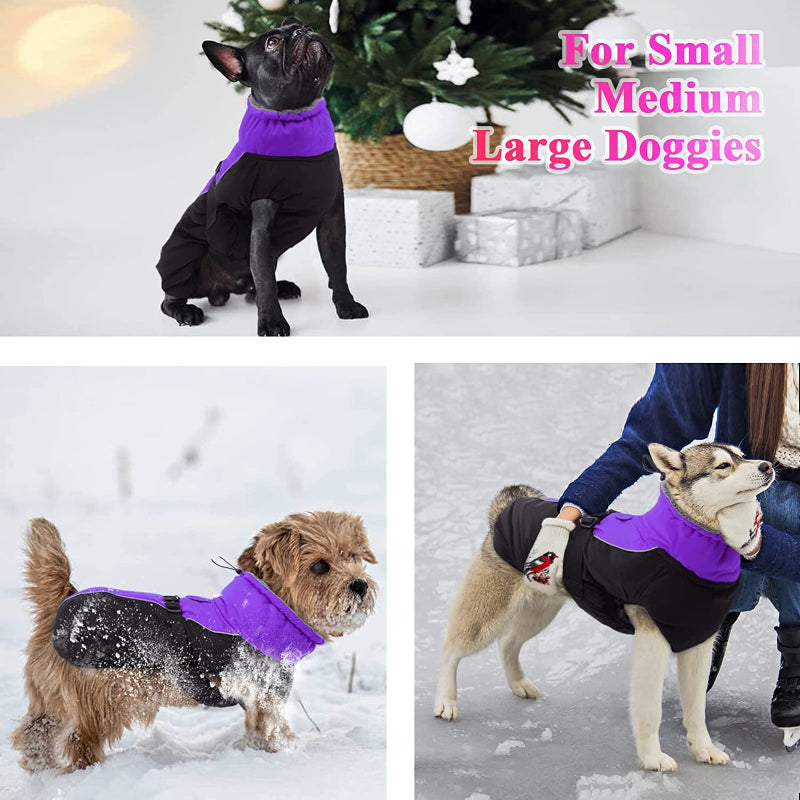 Extra Warm Dog Coat Reflective Adjustable Dog Jacket-Paw Print Pad