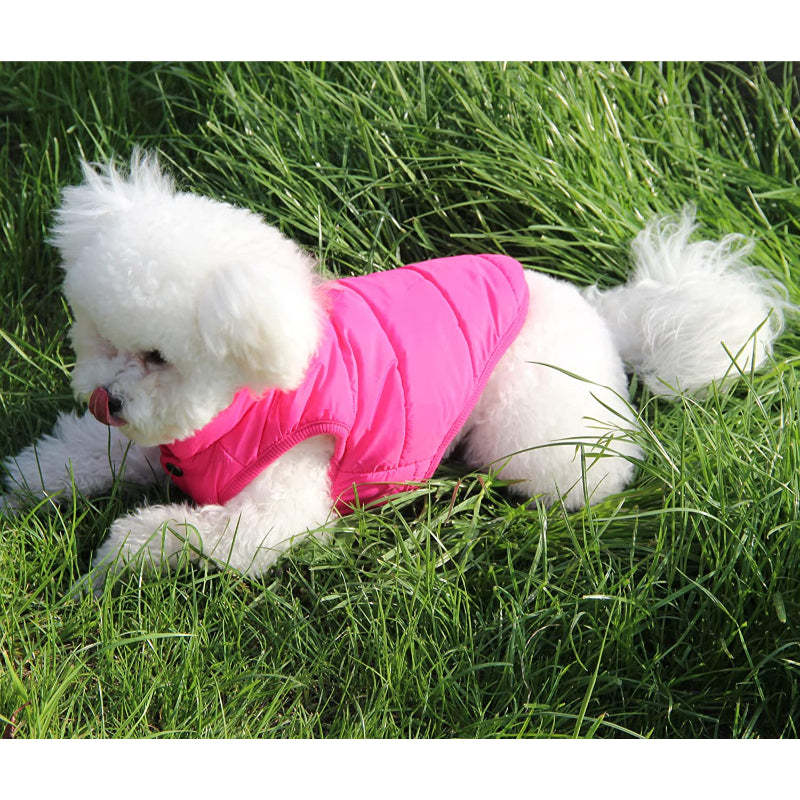 2 Layers Fleece Lined Warm Dog Jacket For Puppy Winter Cold Weather,Soft Windproof Small Dog Coat-Paw Print Pad