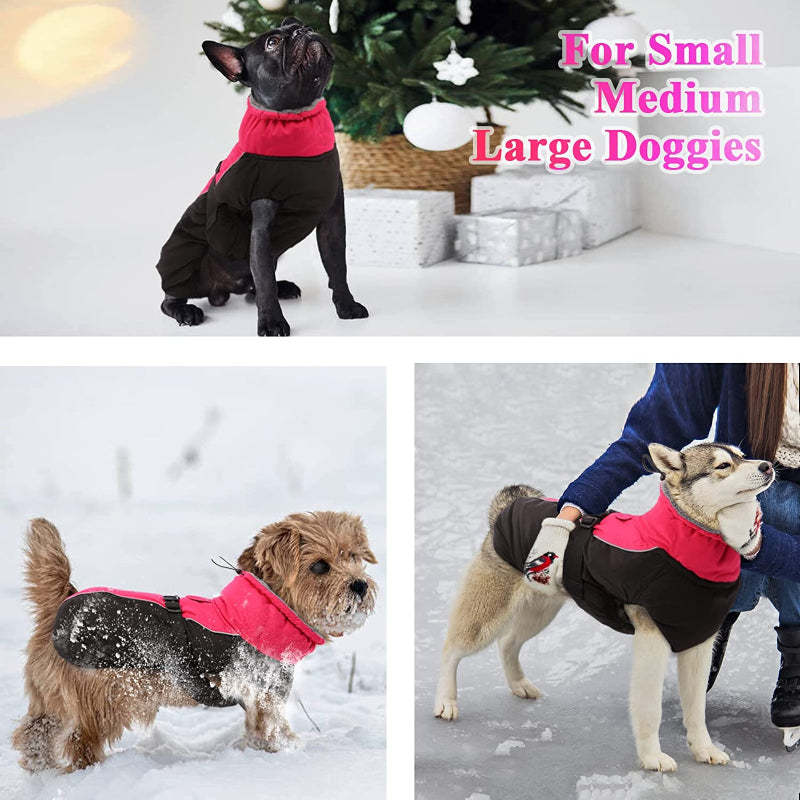 Extra Warm Dog Coat Reflective Adjustable Dog Jacket-Paw Print Pad