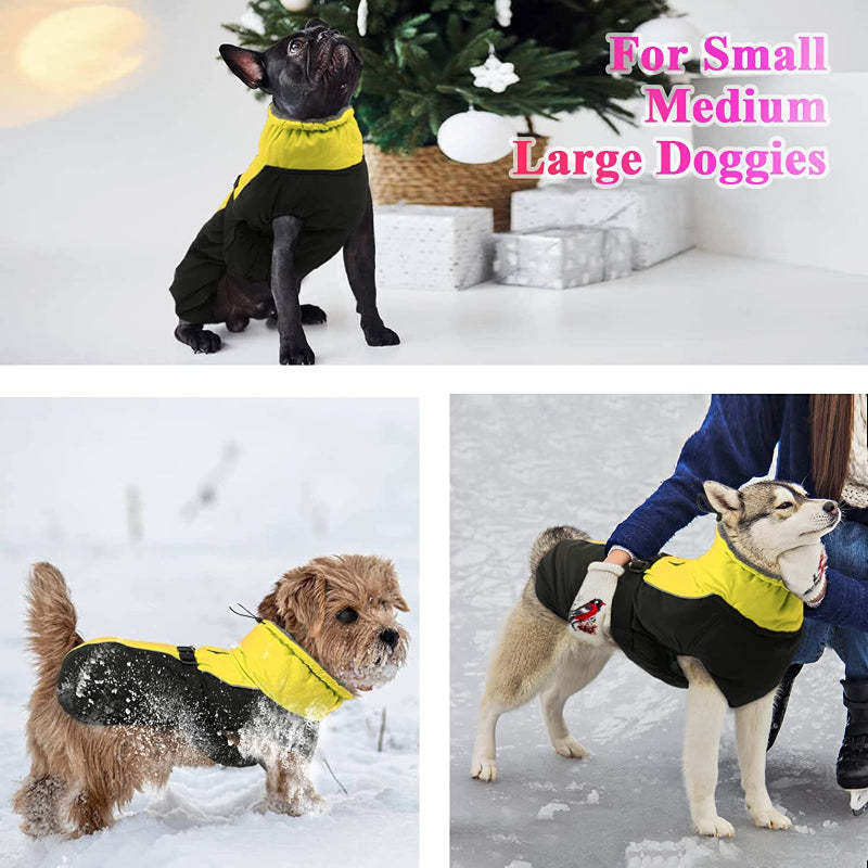 Extra Warm Dog Coat Reflective Adjustable Dog Jacket-Paw Print Pad