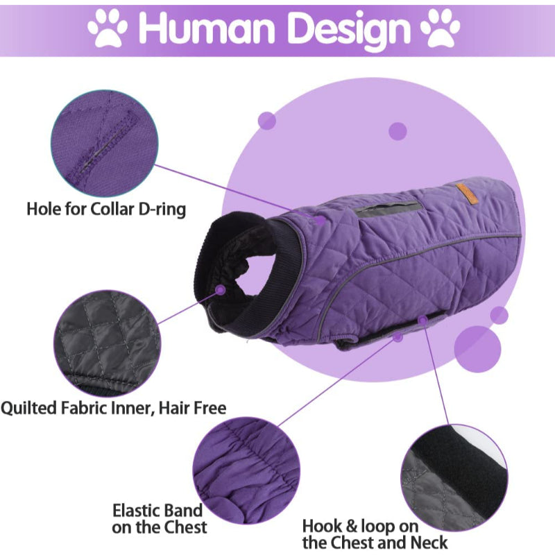 Dog Jacket For Winter With Stylish Vest Design For Small To Large Dogs-Paw Print Pad