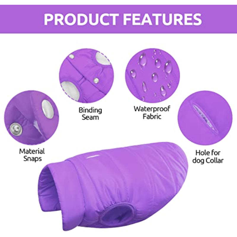 Windproof Dog Winter Coat Waterproof Dog Jacket Warm Dog-Paw Print Pad