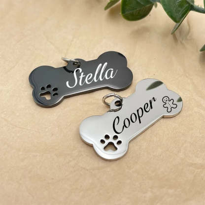 Personalized Pet Name Tag Pendant For Dog Collar-Paw Print Pad