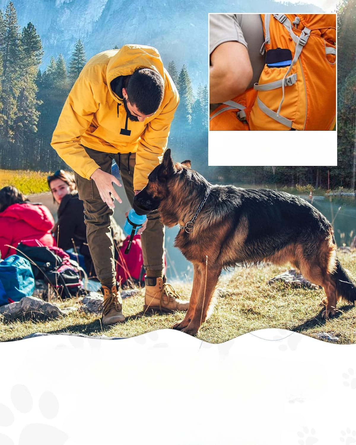 Portable Pet Water Bottle-Paw Print Pad