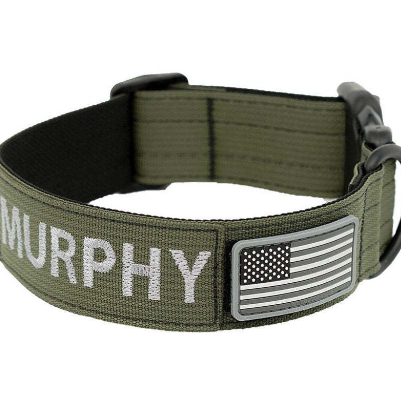 Adjustable Tactical Dog Collar-Paw Print Pad
