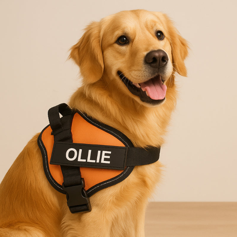 Custom No Pull Dog Harness with Personalized Name Patch-Paw Print Pad