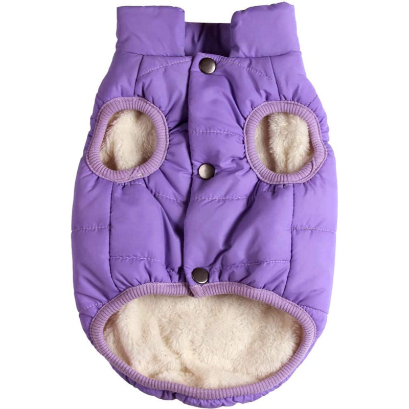 2 Layers Fleece Lined Warm Dog Jacket For Puppy Winter Cold Weather,Soft Windproof Small Dog Coat-Paw Print Pad