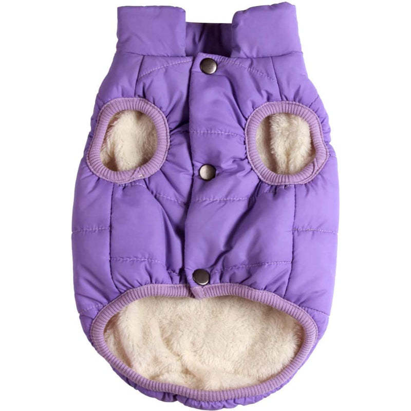 2 Layers Fleece Lined Warm Dog Jacket For Puppy Winter Cold Weather,Soft Windproof Small Dog Coat-Paw Print Pad