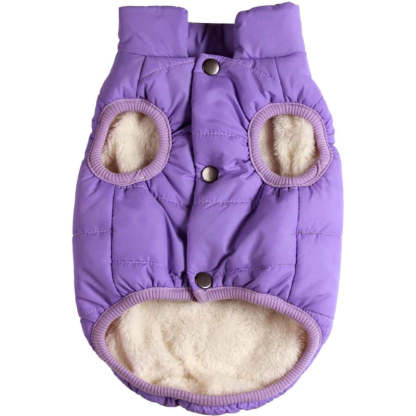 2 Layers Fleece Lined Warm Dog Jacket For Puppy Winter Cold Weather,Soft Windproof Small Dog Coat-Paw Print Pad