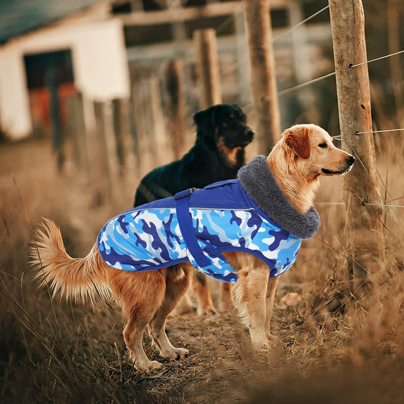 Extra Warm Dog Coat Reflective Adjustable Dog Jacket-Paw Print Pad