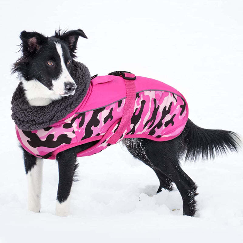 Extra Warm Dog Coat Reflective Adjustable Dog Jacket-Paw Print Pad