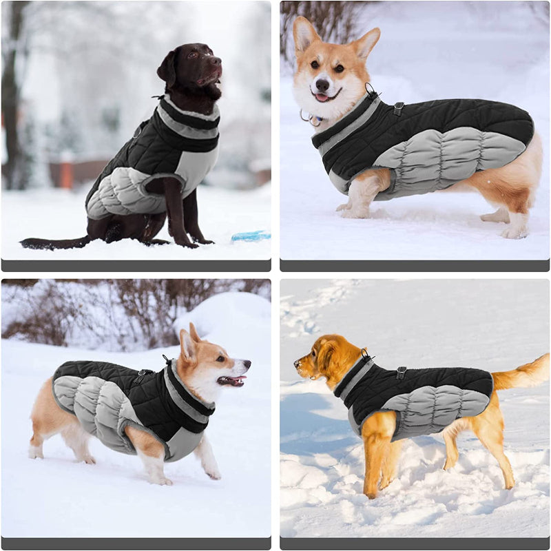 Padded Vest Jacket Dog Winter Coat Windproof Warm Winter Dog Jacket-Paw Print Pad