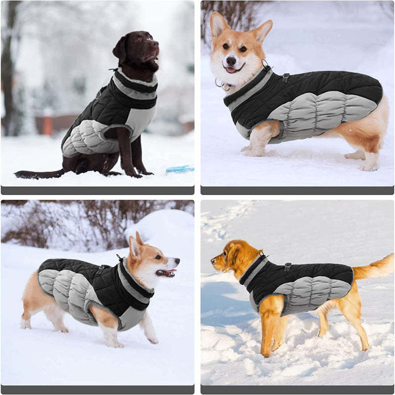 Padded Vest Jacket Dog Winter Coat Windproof Warm Winter Dog Jacket-Paw Print Pad