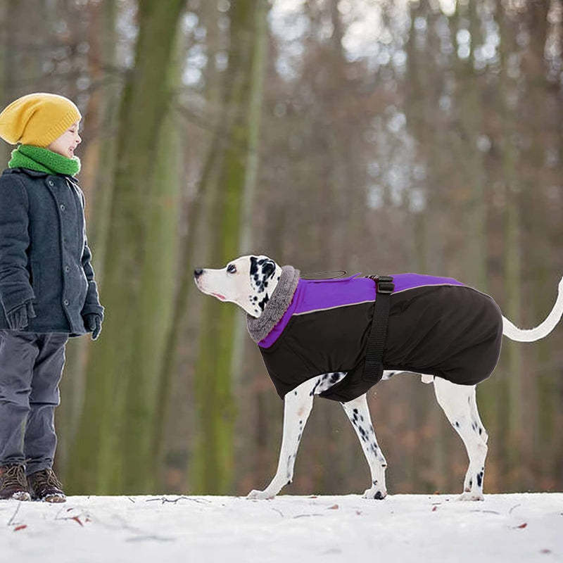 Extra Warm Dog Coat Reflective Adjustable Dog Jacket-Paw Print Pad