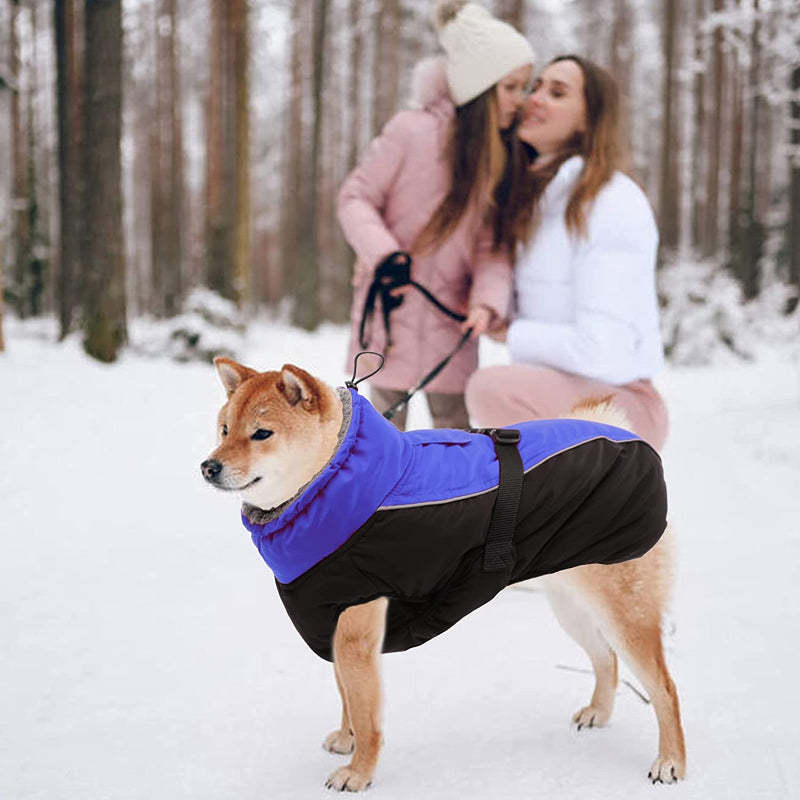 Extra Warm Dog Coat Reflective Adjustable Dog Jacket-Paw Print Pad