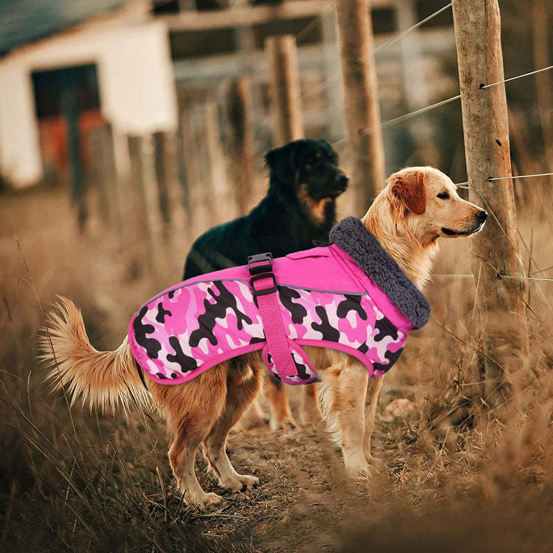 Extra Warm Dog Coat Reflective Adjustable Dog Jacket-Paw Print Pad