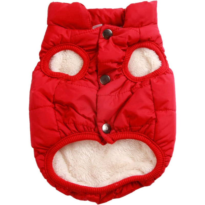 2 Layers Fleece Lined Warm Dog Jacket For Puppy Winter Cold Weather,Soft Windproof Small Dog Coat-Paw Print Pad