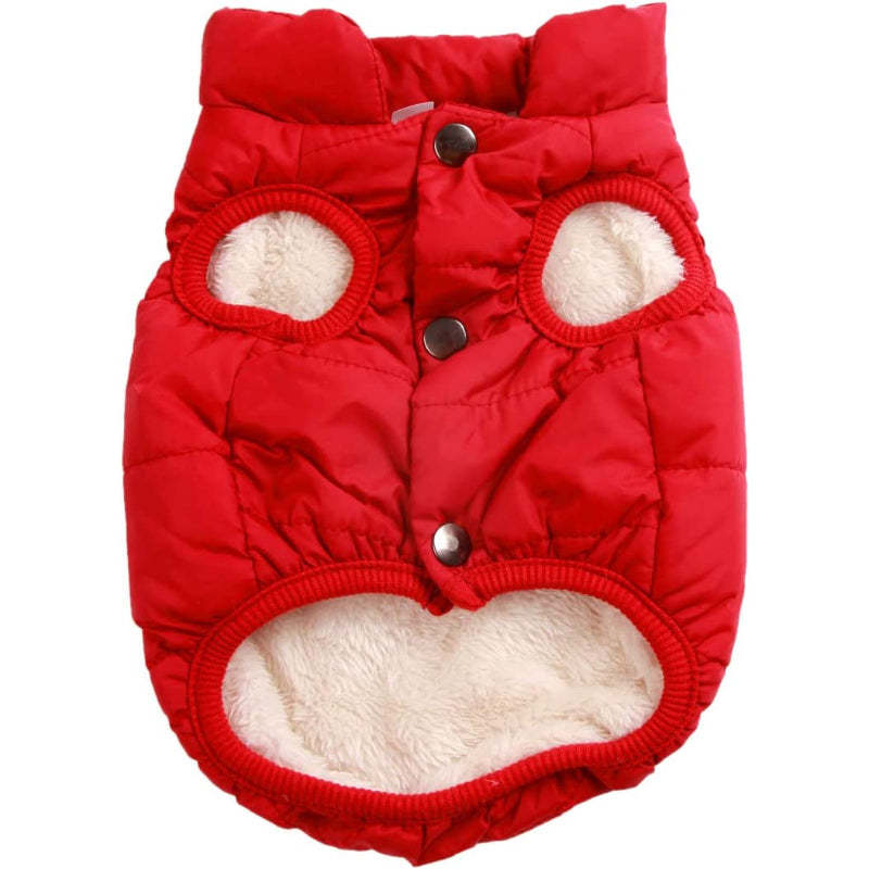 2 Layers Fleece Lined Warm Dog Jacket For Puppy Winter Cold Weather,Soft Windproof Small Dog Coat-Paw Print Pad