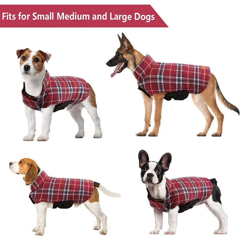 Warm Dog Coat, Reversible Dog Jacket Waterproof Dog Winter-Paw Print Pad