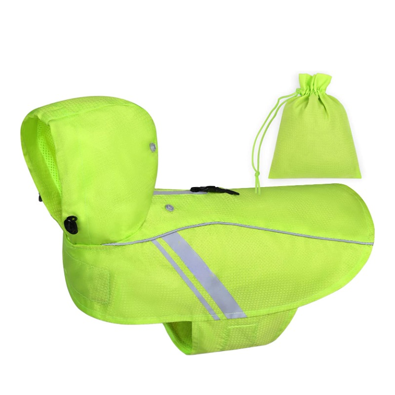 Raincoat For Dogs, Easy On & Off Pet Rain Clothes With Storage Bag-Paw Print Pad