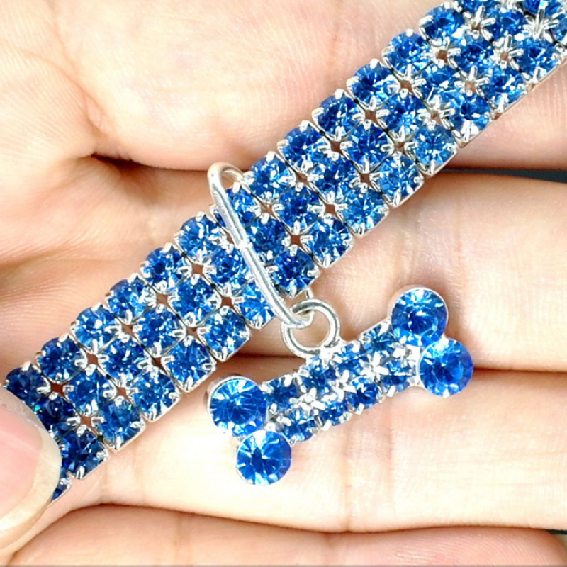 Sparkling Rhinestone Dog Collar-Paw Print Pad