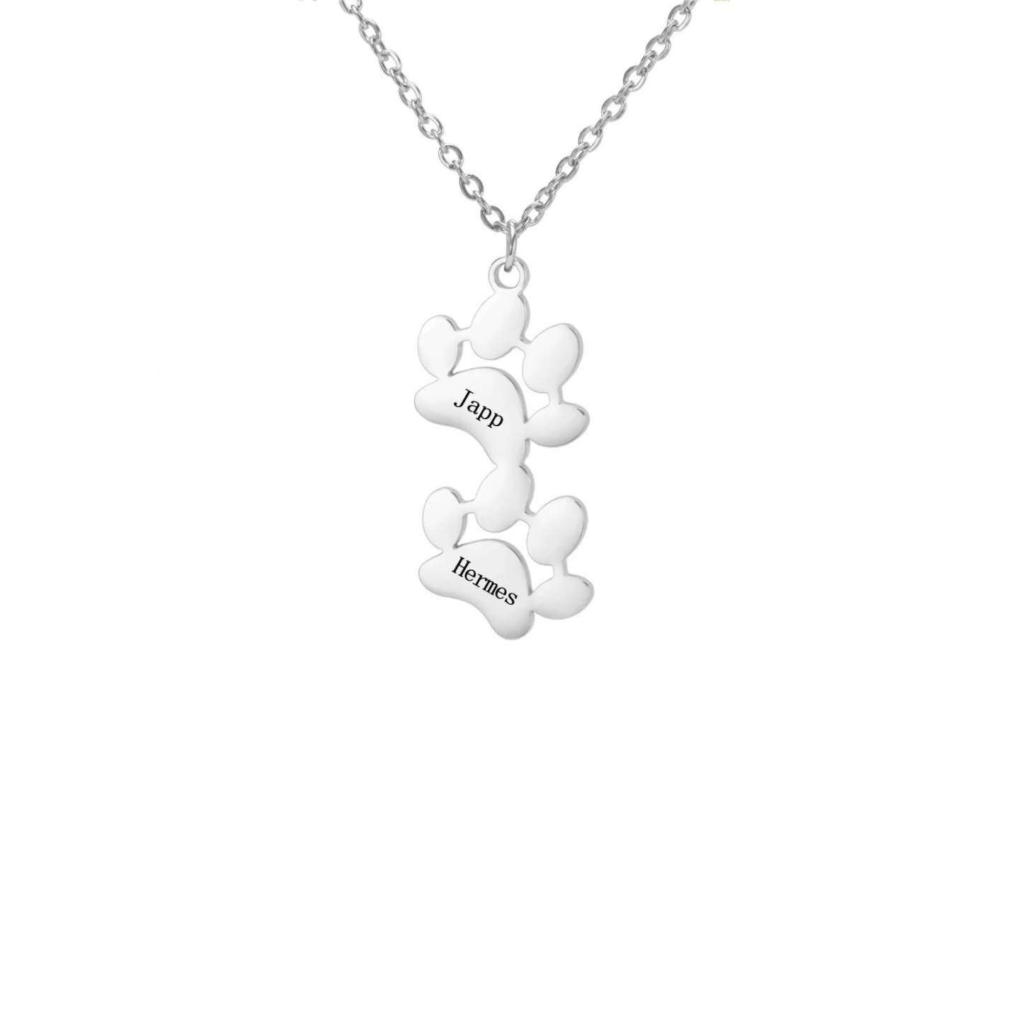 Custom Pet Name Paw Pendant Necklace-Paw Print Pad