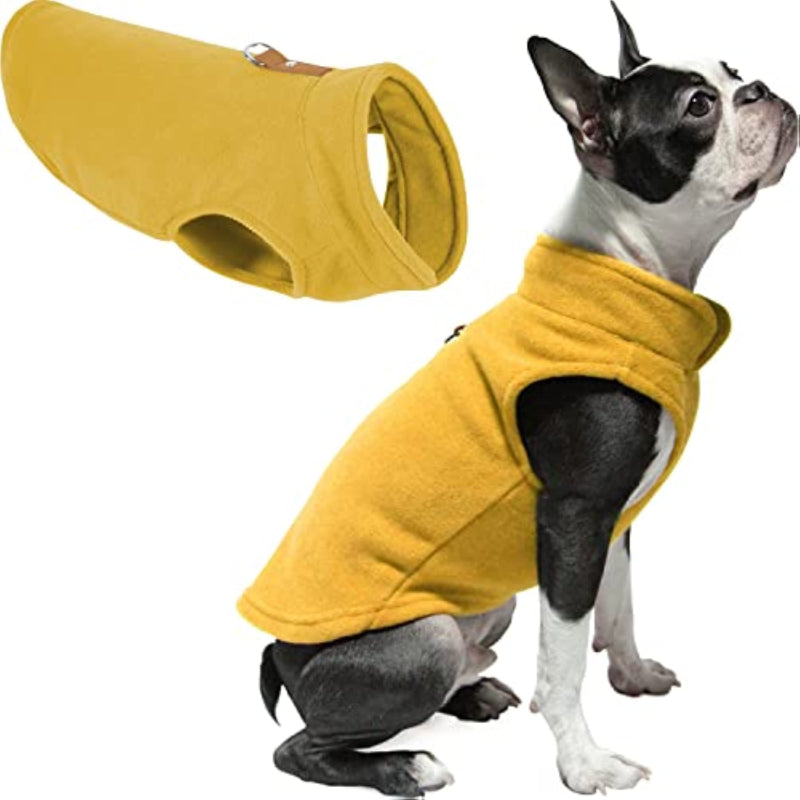 Warm Pullover Fleece Dog Jacket With O-Ring Leash-Paw Print Pad