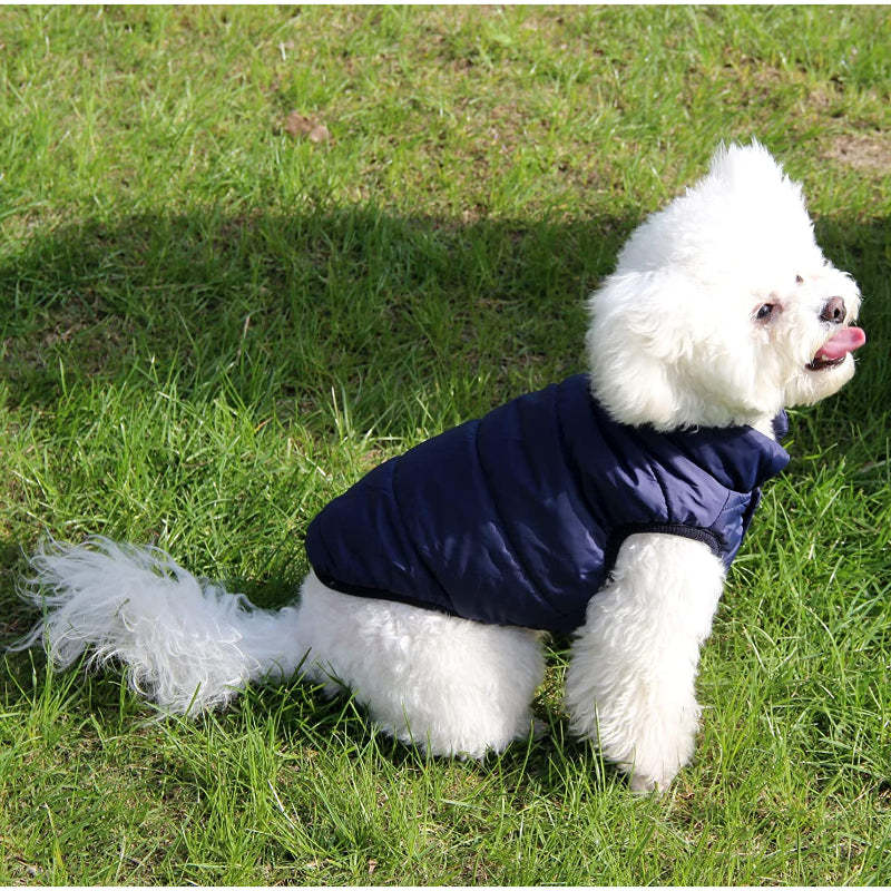 2 Layers Fleece Lined Warm Dog Jacket For Puppy Winter Cold Weather,Soft Windproof Small Dog Coat-Paw Print Pad