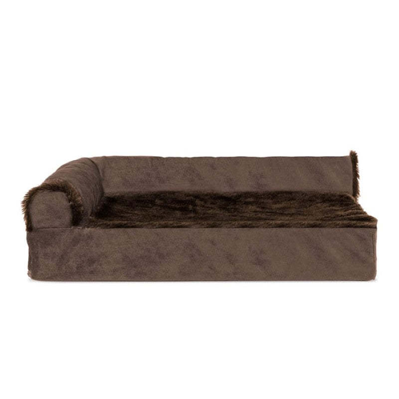 L Shaped Chaise Solid Slab Supportive Dog Bed-Paw Print Pad