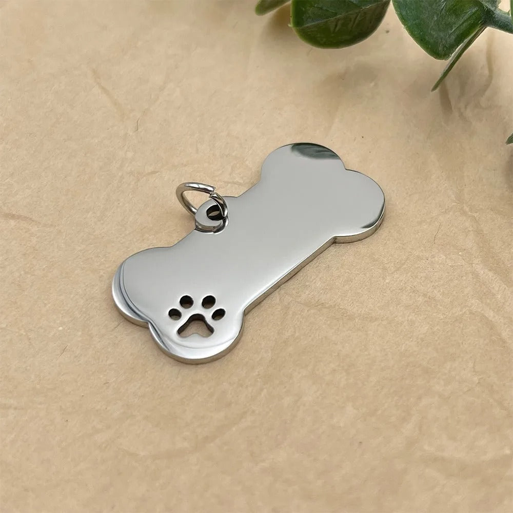Personalized Pet Name Tag Pendant For Dog Collar-Paw Print Pad