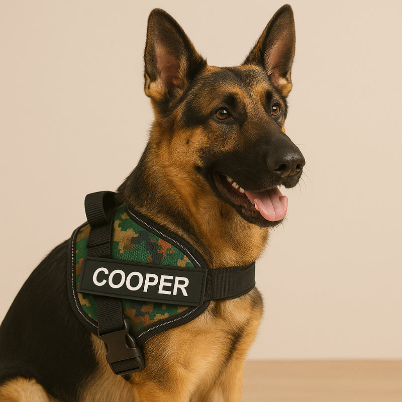 Custom No Pull Dog Harness with Personalized Name Patch-Paw Print Pad