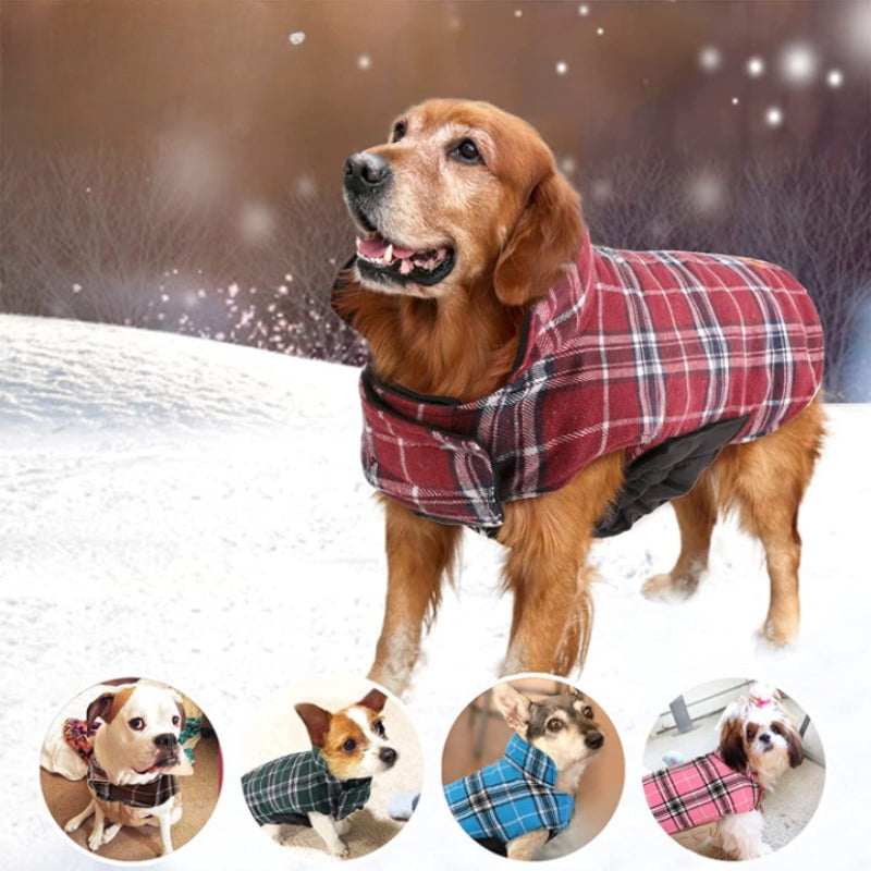 Warm Dog Coat, Reversible Dog Jacket Waterproof Dog Winter-Paw Print Pad