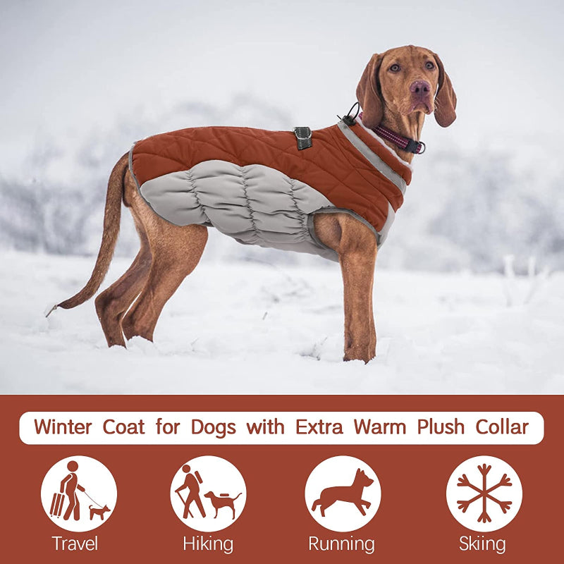 Padded Vest Jacket Dog Winter Coat Windproof Warm Winter Dog Jacket-Paw Print Pad