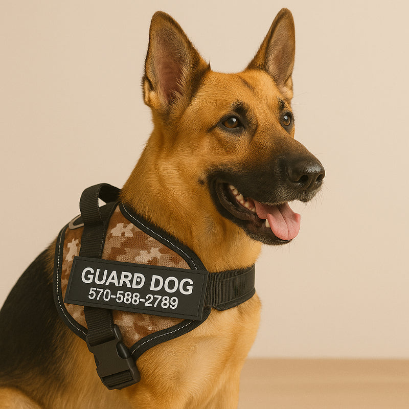 Custom No Pull Dog Harness with Personalized Name Patch-Paw Print Pad