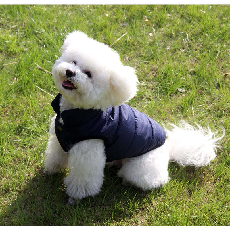 2 Layers Fleece Lined Warm Dog Jacket For Puppy Winter Cold Weather,Soft Windproof Small Dog Coat-Paw Print Pad
