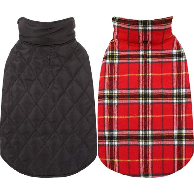 Warm Dog Coat, Reversible Dog Jacket Waterproof Dog Winter-Paw Print Pad