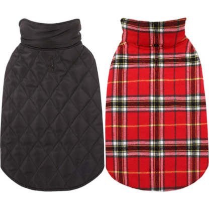 Warm Dog Coat, Reversible Dog Jacket Waterproof Dog Winter-Paw Print Pad