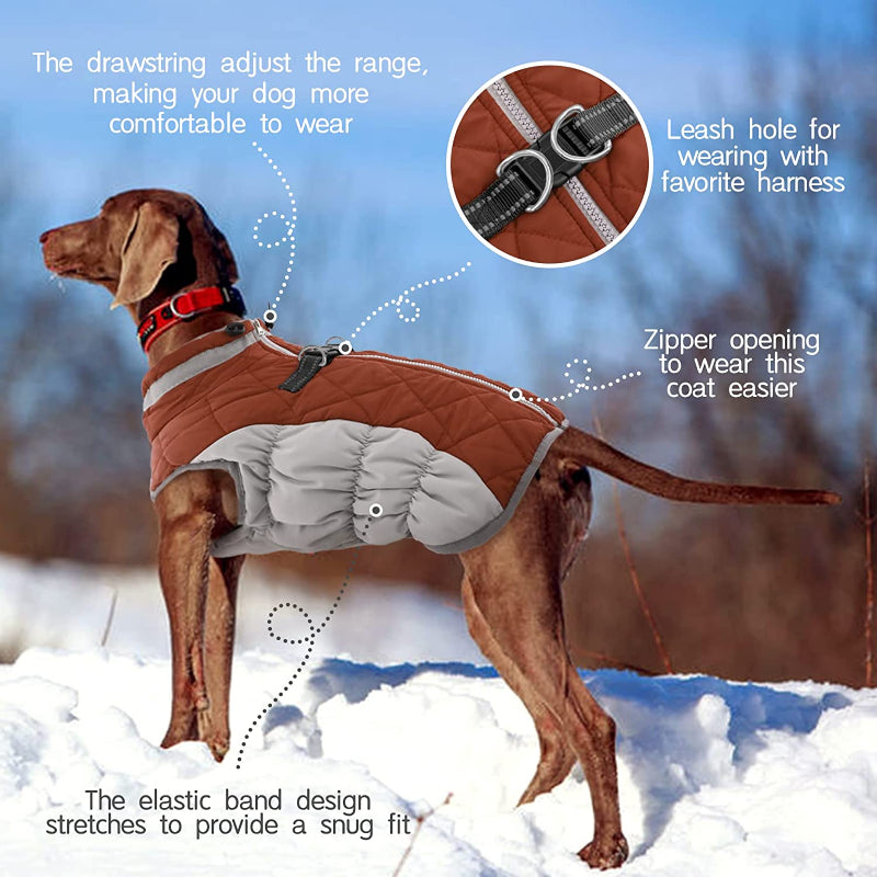 Padded Vest Jacket Dog Winter Coat Windproof Warm Winter Dog Jacket-Paw Print Pad