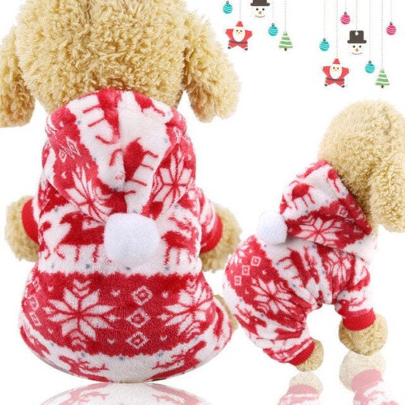 Cozy Plush Dog Jumpsuits-Paw Print Pad