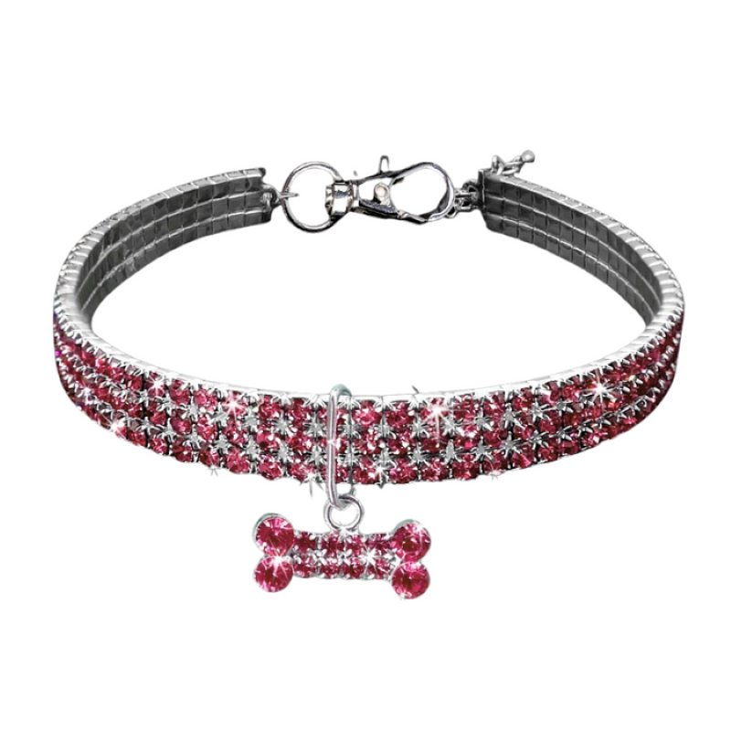 Sparkling Rhinestone Dog Collar-Paw Print Pad