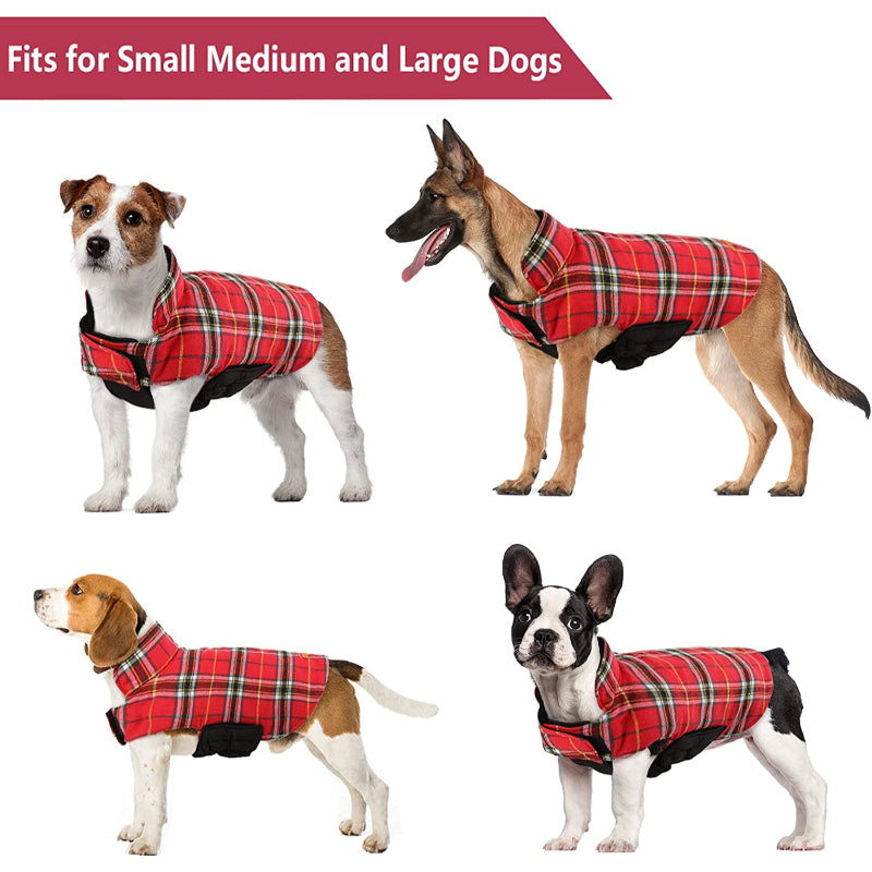 Warm Dog Coat, Reversible Dog Jacket Waterproof Dog Winter-Paw Print Pad